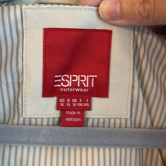 Esprit Vintage Light Tan Utility Jacket vest removable hood and sleeves women XL - Picture 6 of 11